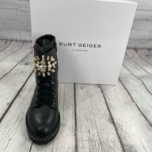 Kurt Geiger Women’s Stoop Black Leather Ankle Boots Size 6.5 NEW